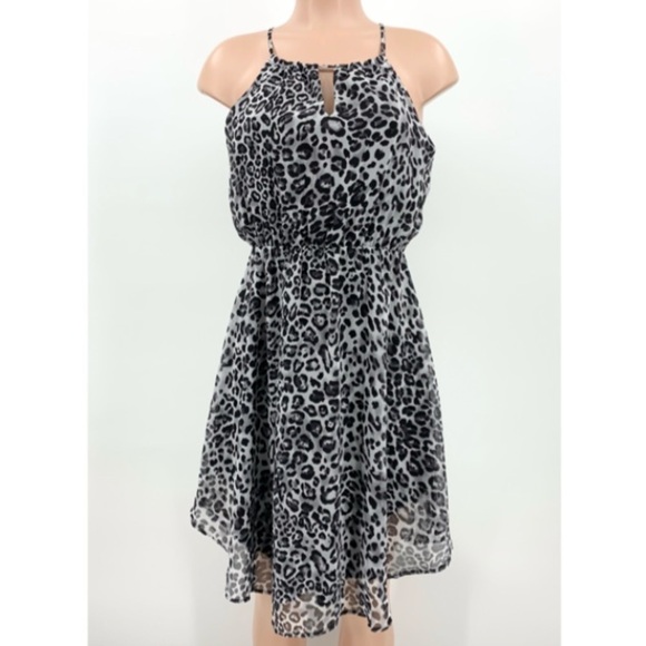 Collective Concepts Leopard Animal Print Chiffon Dress Size Small - Picture 1 of 8